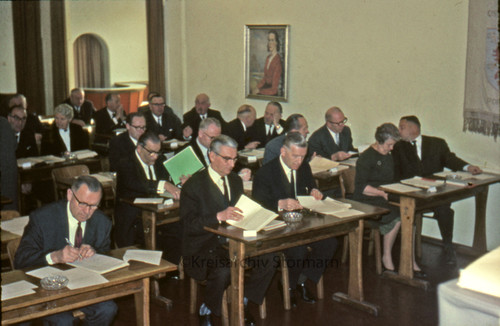 Sitzung in der Kreisberufsschule, ca. 1963